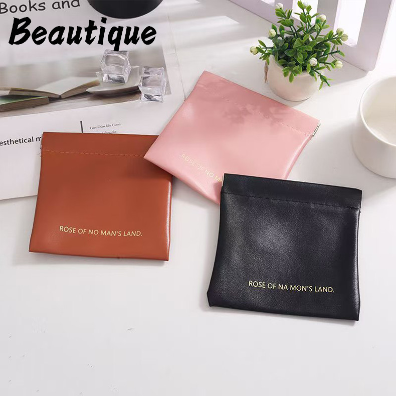 BEAUTIQUE กระเป๋าเครื่องสำอางค์ กระเป๋าลิปสติก กระเป๋าใส่เหรียญ PU แบบพกพา เก็บเหรียญ หูฟัง อเนกประสงค์ กุญแจ ลิปสติก