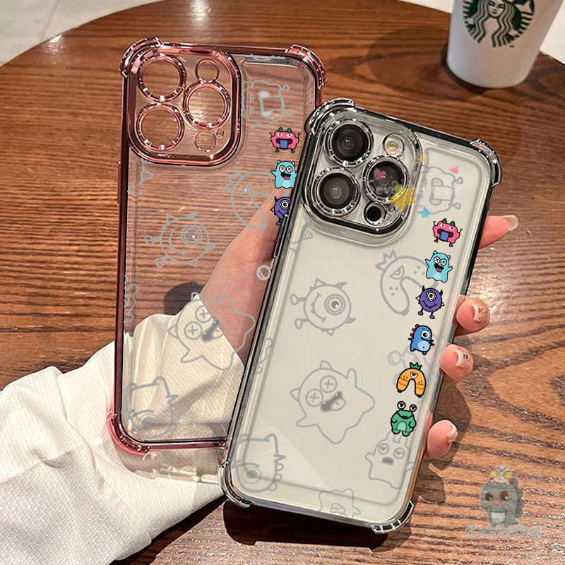 การ์ตูนน่ารักสัตว์ประหลาดต่างๆแฟชั่นเคสโทรศัพท์สําหรับiphone 11 15 14 13 12 Pro Max XR X XS 8 7 6 Plus SE 2020 สี่มุมDrop-Proofโปร่งใสกันกระแทกฝาครอบป้องกัน