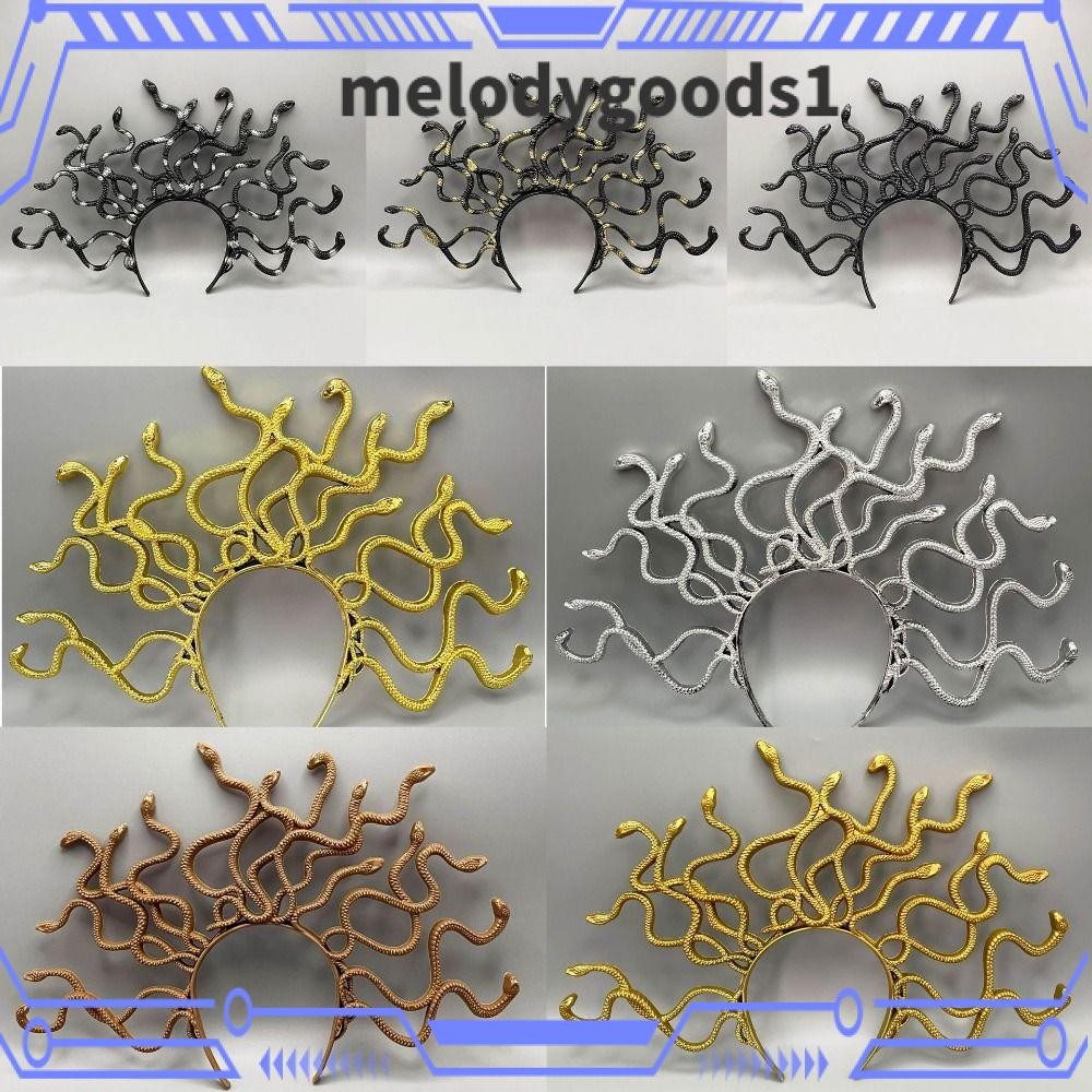 Melodygoods1 ที่คาดผมฮาโลวีน, สยองขวัญสมจริงงูผม Hoop, Punk Nonslip Stage Performances คอสเพลย์เครื่องแต่งกาย Prop Party Supplies