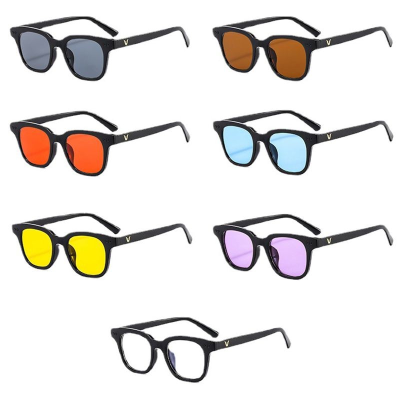 aidderse.thแฟชั่นเกาหลี Small Candy Color Black Glass Women/Men แว่นกันแดด-