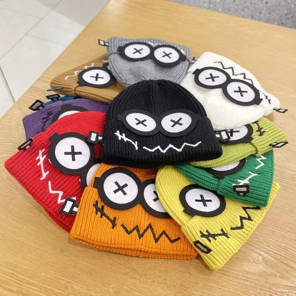หมวกถัก โบลูโอมิ,หมวกบีนนี่ลายตาใหญ่การ์ตูนอบอุ่น,หมวกป้องกันหูสีลูกกวาดคุณภาพสูง - รูปที่ 4