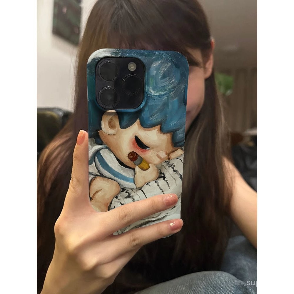 บุคลิกภาพศิลปะภาพวาดสีน้ำมันเด็กชายเคสโทรศัพท์ iPhone เข้ากันได้กับ iPhone 15 14 13 12 PRO MAX 11PROMAX XR XS 8PLUS 14PROMAX 13PROMAX 11เคสโทรศัพท์แบบแข็ง