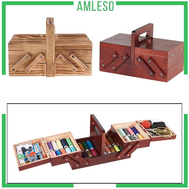 [Amleso] กล่องเก็บเครื่องประดับ เครื่องสําอาง แบบไม้ สําหรับบ้าน