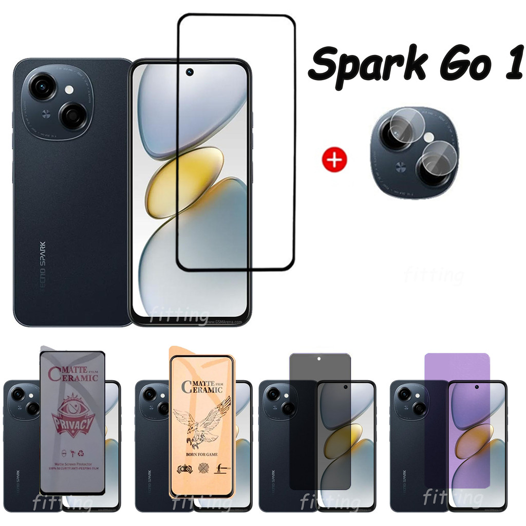 Tecno Spark Go 1 กระจกนิรภัย Spark Go 2025 ป้องกันหน้าจอ Spark Go 2024 2023 2022 เต็มหน้าจอ Matte Pr