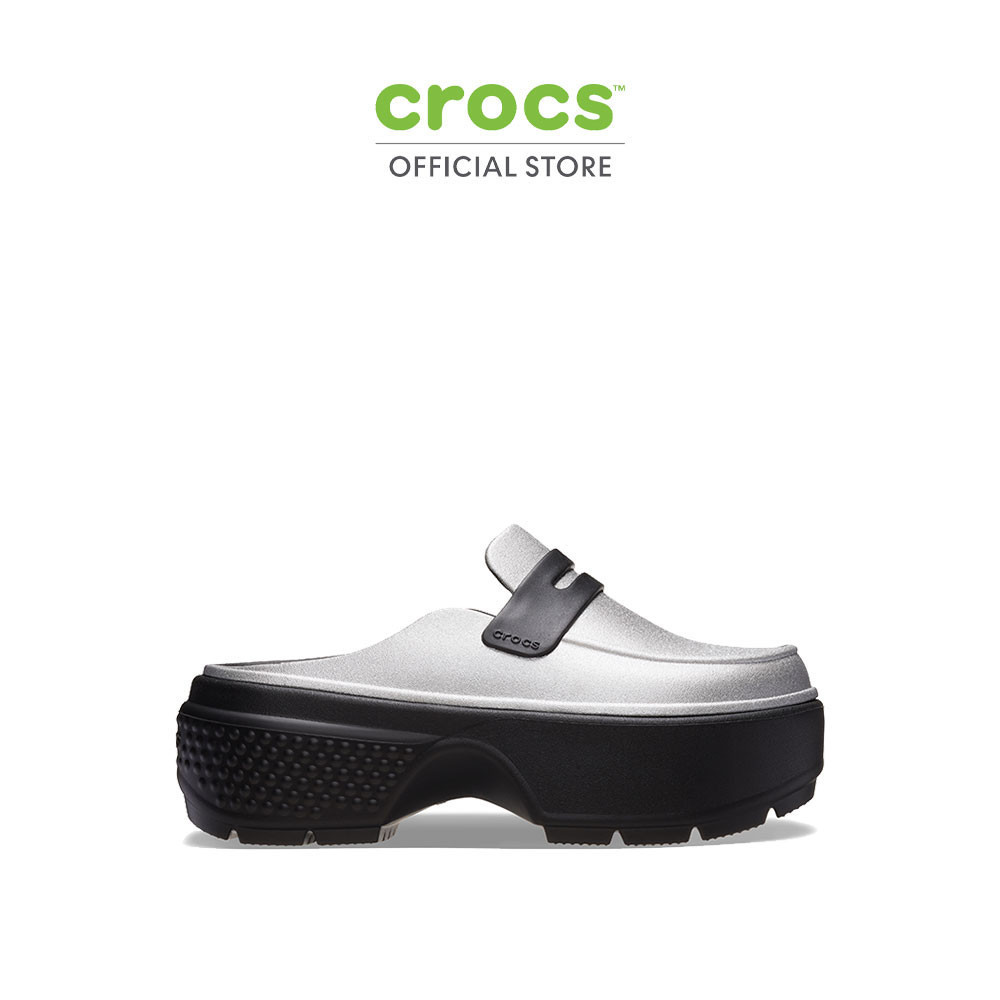 CROCS รองเท้าลำลองผู้ใหญ่ STOMP METALLIC LOAFER CLOG รุ่น 21036301V - SILVER/BLACK