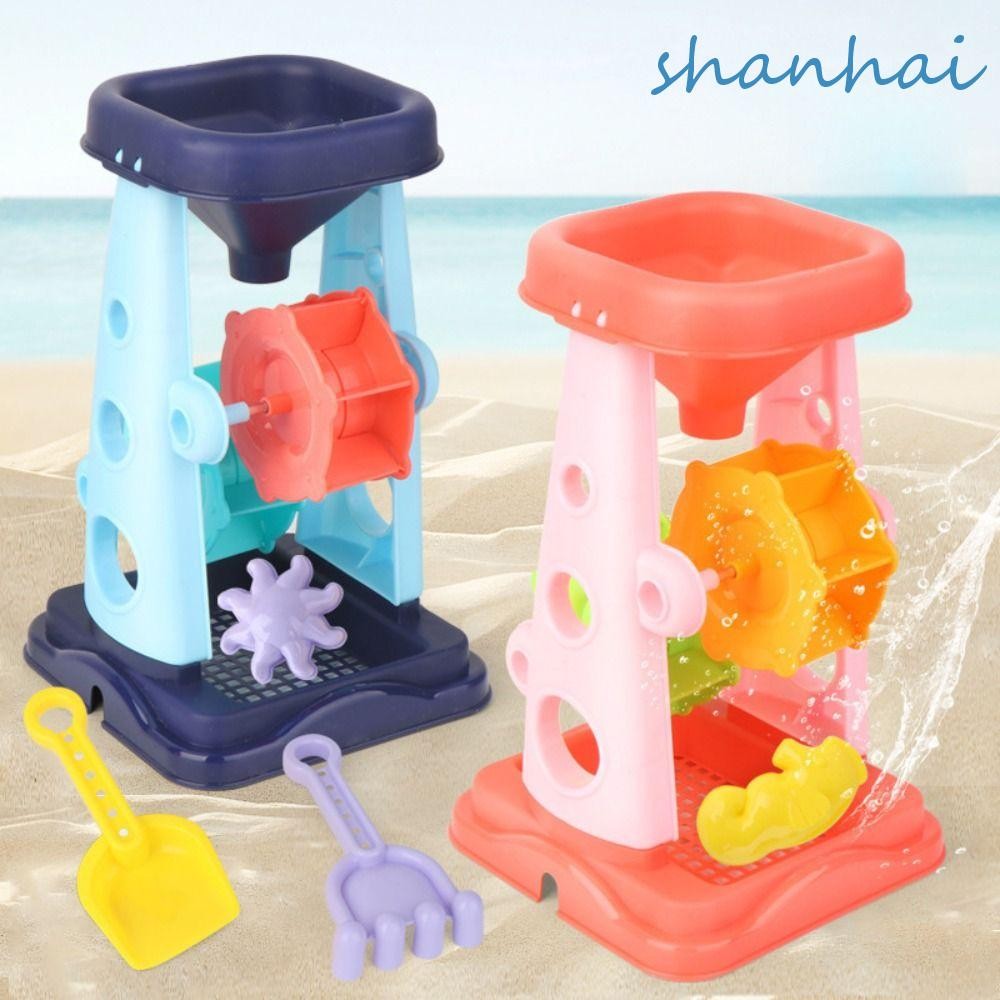 ของเล่นชายหาด SHANHAI, ของเล่นทรายสําหรับเด็กสีชมพู ABS, ชุดเล่นทรายนิรภัยสีน้ําเงินแสนสนุกสําหรับเด็ก