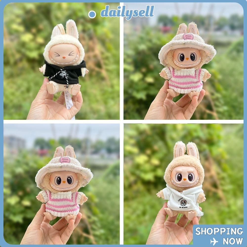Daily Labubu ตุ๊กตาเสื้อผ้า, DIY 17 ซม. Labubu Sit Party Series ตุ๊กตาเสื้อผ้า,หวาน 15 ซม. Labubu Handmade เปลี่ยนตุ๊กตาเปลี่ยนเสื้อผ้า 15 ซม. Labubu นั่ง Party Series