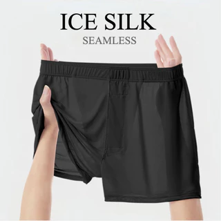 KINGDAFA ผ้าไหมน้ําแข็งไม่มีรอยต่อผู้ชายชุดชั้นใน Boxer XL-6XL ผู้ชายนักมวย Simple Basic Boxer กางเกงขาสั้นสําหรับ Man Ultra Thin Men Boxer Mens กางเกง