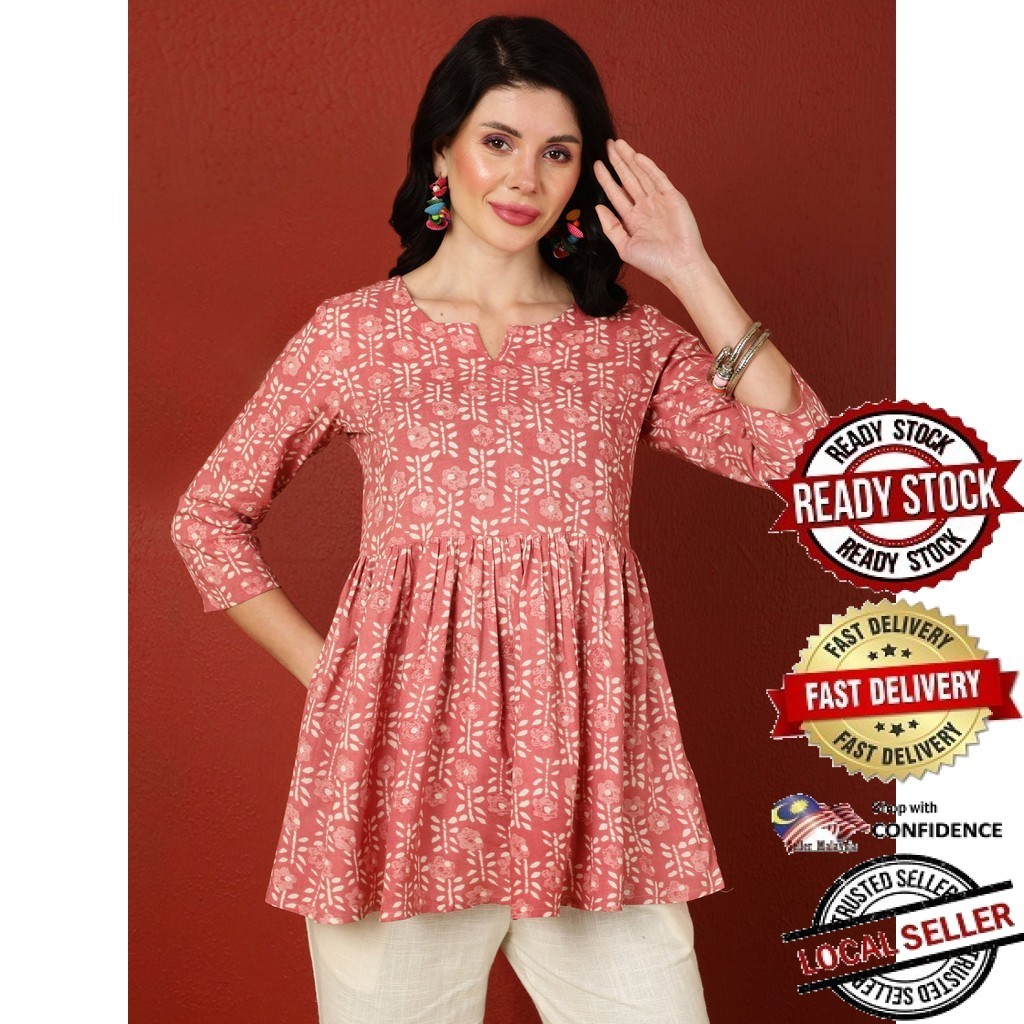 Kurti Indian Women Kurtis Top Saree Sari Punjabi ชุดสําเร็จรูป Kurti UD39758APTP