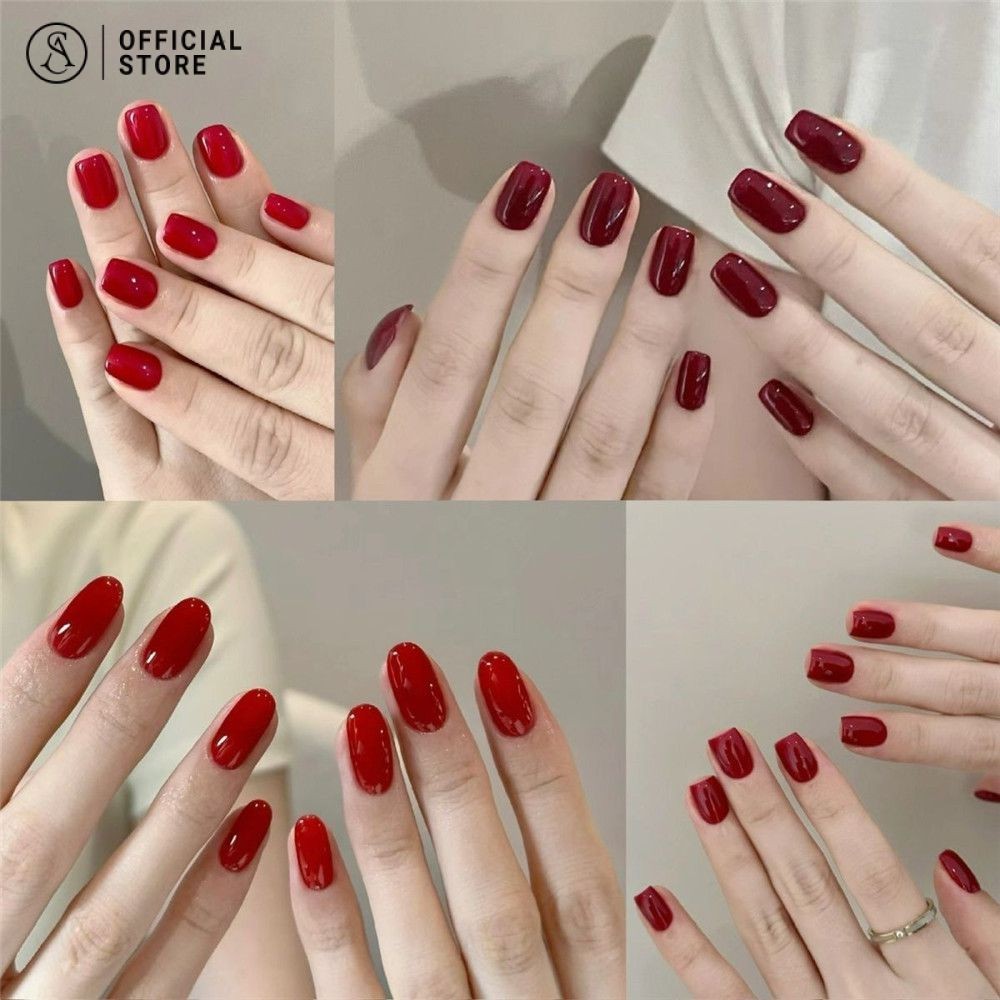 สีเจล กาวยาทาเล็บสีแดง สีทาเล็บเจล ไวท์เทนนิ่งโปร่งแสง เชอร์รี่เรด ยาทาเล็บ