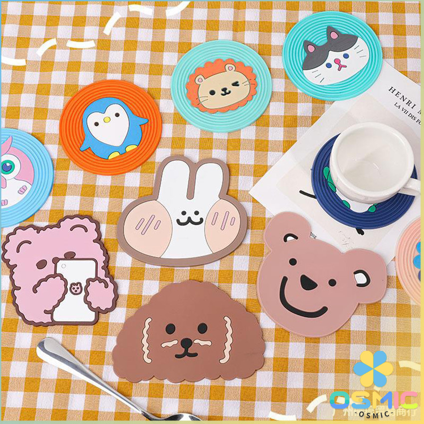 MIC ที่รองแก้ว PVC ลายการ์ตูน วัสดุกันลื่น ​ล้างได้  ทนความร้อน Cartoon PVC Coaster