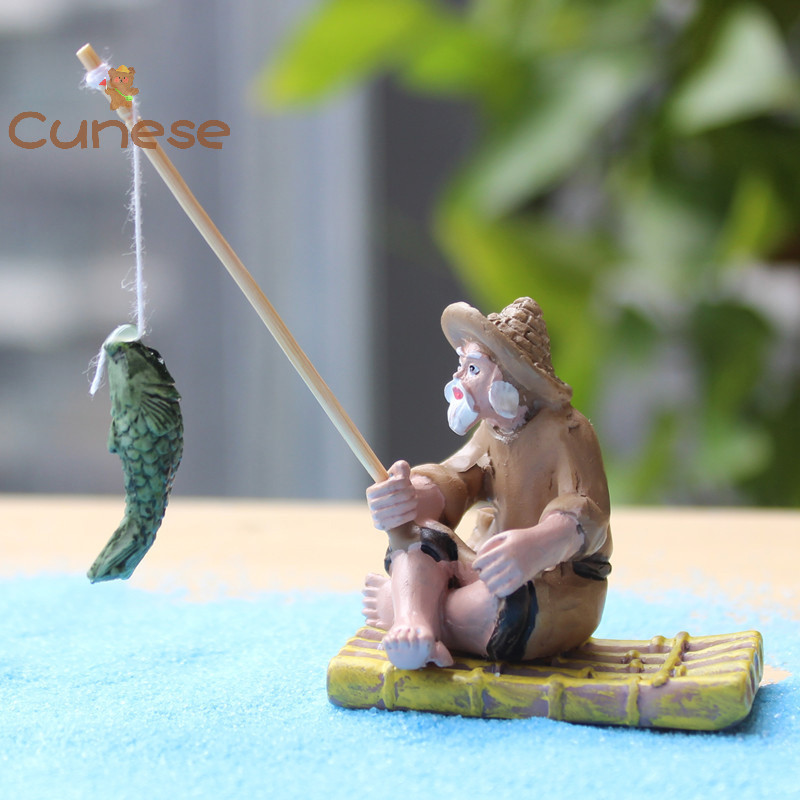 [Cuninese] ตกปลา Old Man รูปเรซิ่นรูปปั้นเครื่องประดับสวน Micro-Landscape Garden Craft [ใหม่]