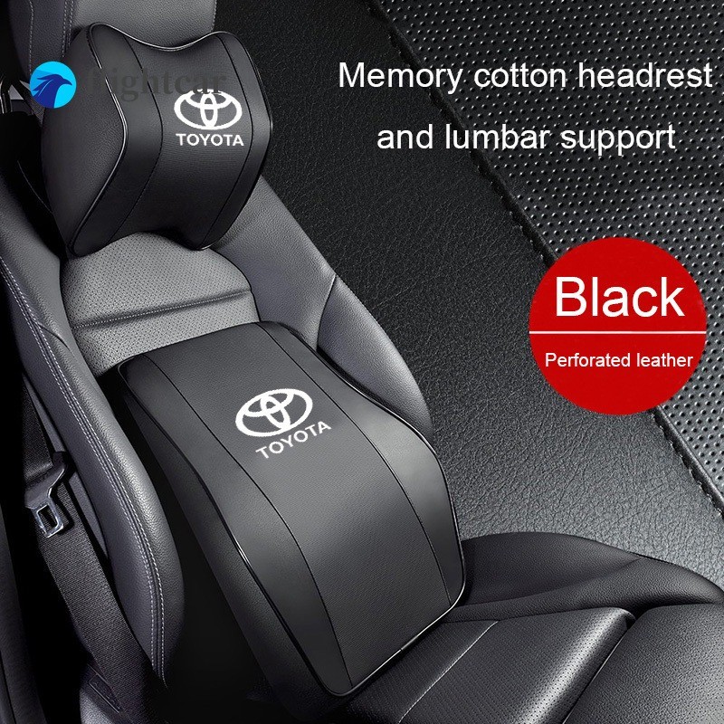 สําหรับ Toyota Camry Vios Altis Rush Avanza Vellfire Car Seat Headrest Lumbar Support หนังหน่วยความจําผ้าฝ้ายคอหมอนหัวคอสนับสนุนหมอนเดินทางสบายอุปกรณ์เสริมในรถยนต์
