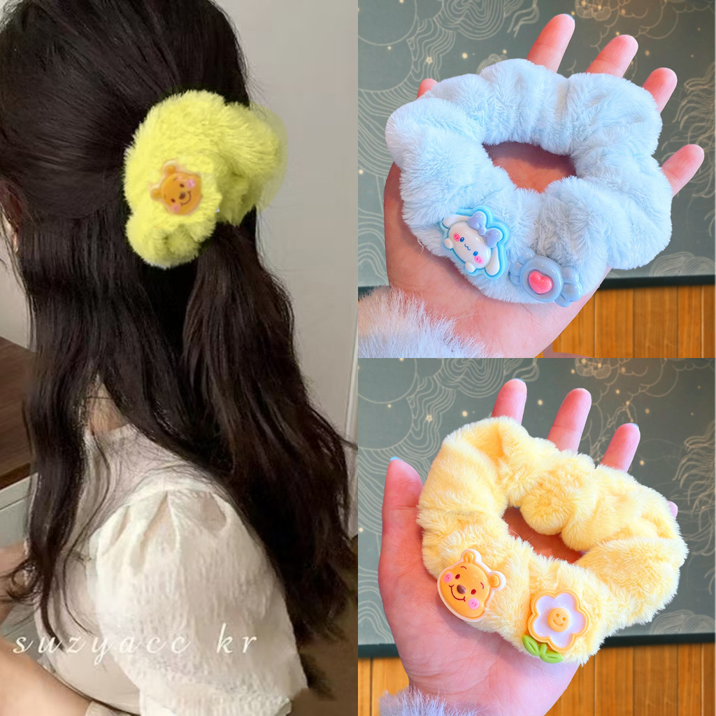 2024 สไตล์ใหม่การ์ตูนหมีตุ๊กตาผมแหวนสาวที่มีสีสันโบว์ดอกไม้เครื่องประดับผม