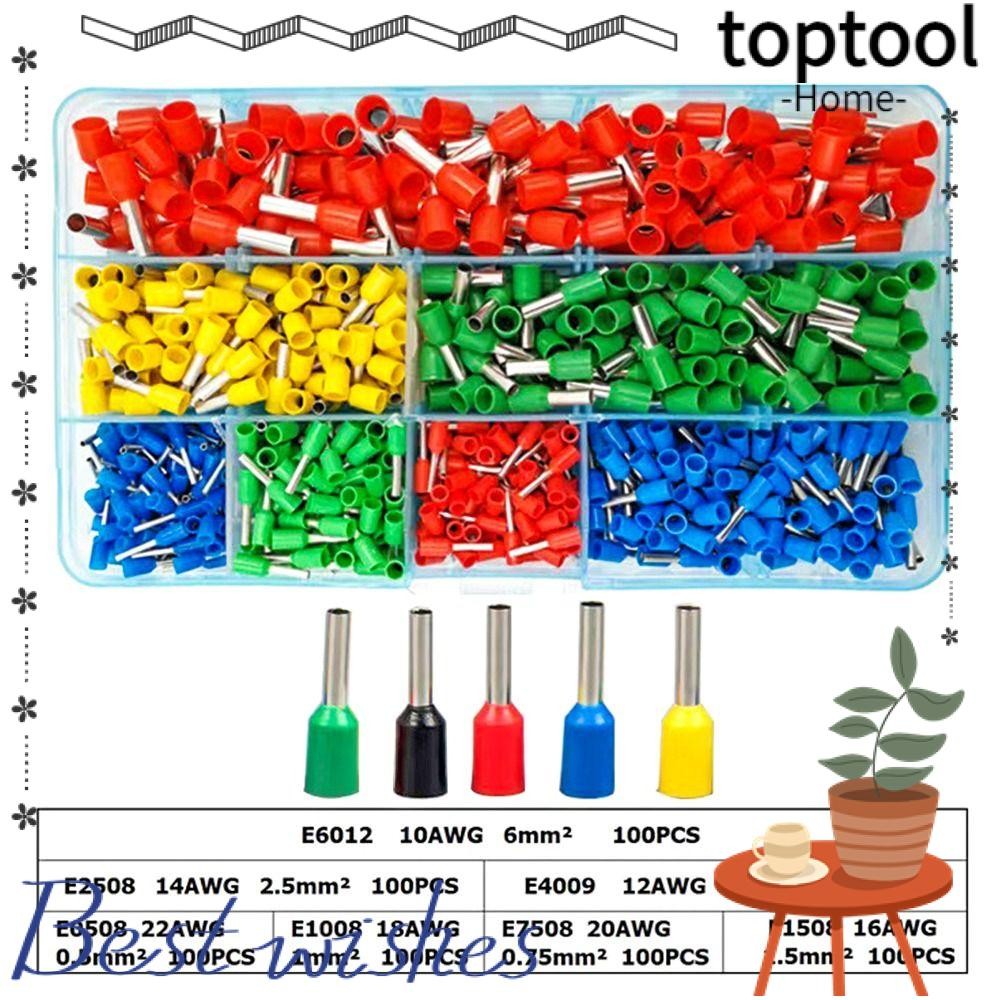 TOPTOOL 300/400/700PCS Tube Terminal E4012 E2512 E6012 E1510 สายไฟชุด VE Tubular