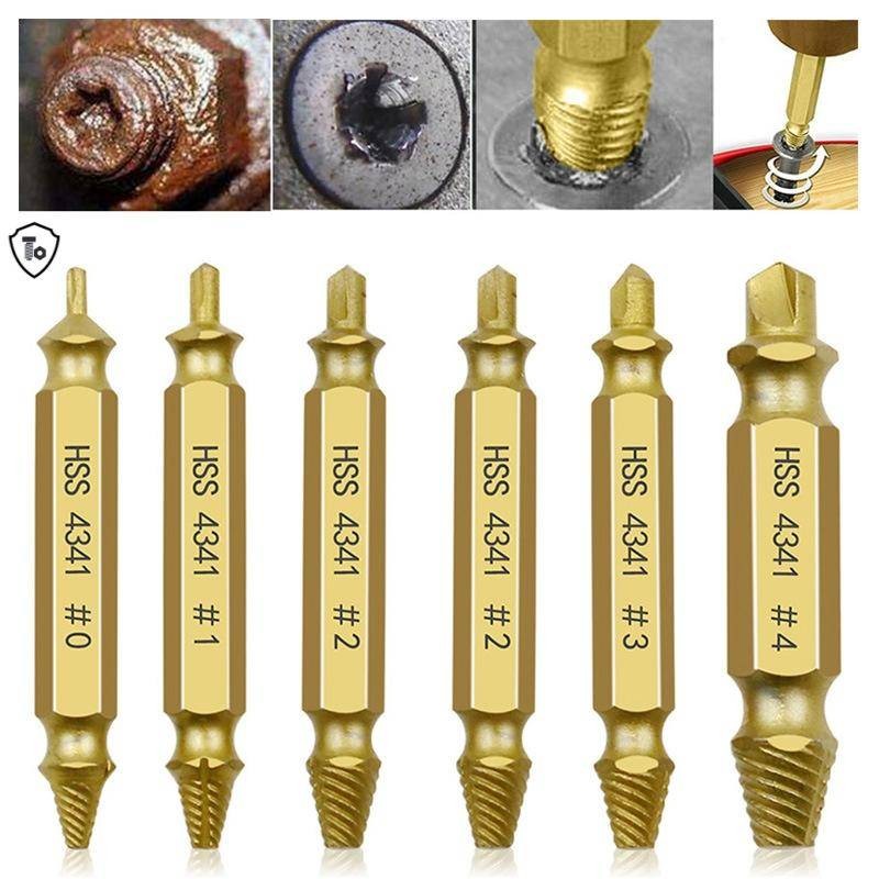Screw Extractor 6pcs 4341 Gold Version HSS Broken Head Screw Extractor Nail Extractor กล่องพลาสติกขา