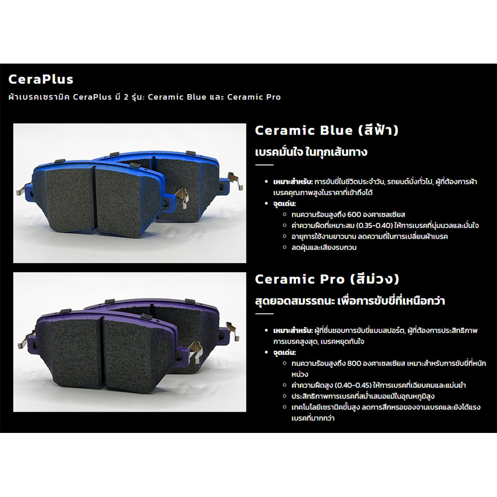 ผ้าเบรค CeraPlus NISSAN March 2012-ON Almera 2014-2019 ผ้าเบรคเซรามิค - รูปที่ 2