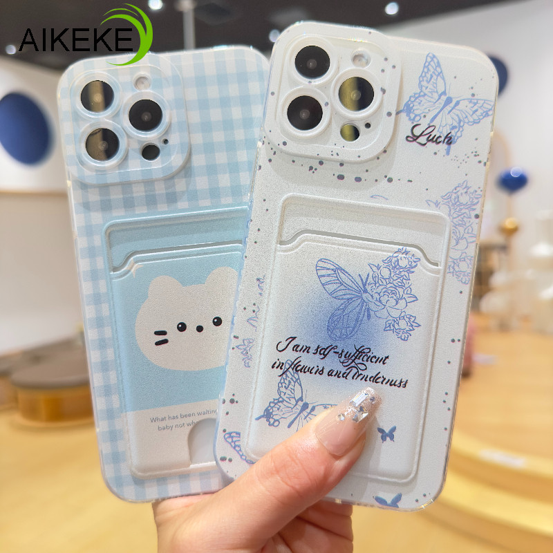 สําหรับ OPPO Reno 12 11 10 Pro 8T 5G Reno 12F 11A 11F Reno 8 7 F21 F21S Pro 4G Reno 7 5 5K เคสโทรศัพท์สไตล์เกาหลีพร้อมผู้ถือบัตร Soft TPU กันกระแทกปกหลังปลอก