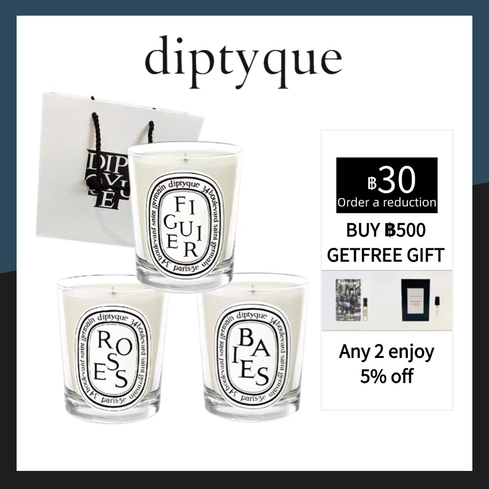 【แท้ %】 Diptyque Baies / Roses / Figuier กุหลาบ เบอร์รี่ ต้นมะเดื่อ เทียนหอม Scented Candle 190g สินค้าเคาน์เตอร์ไทย