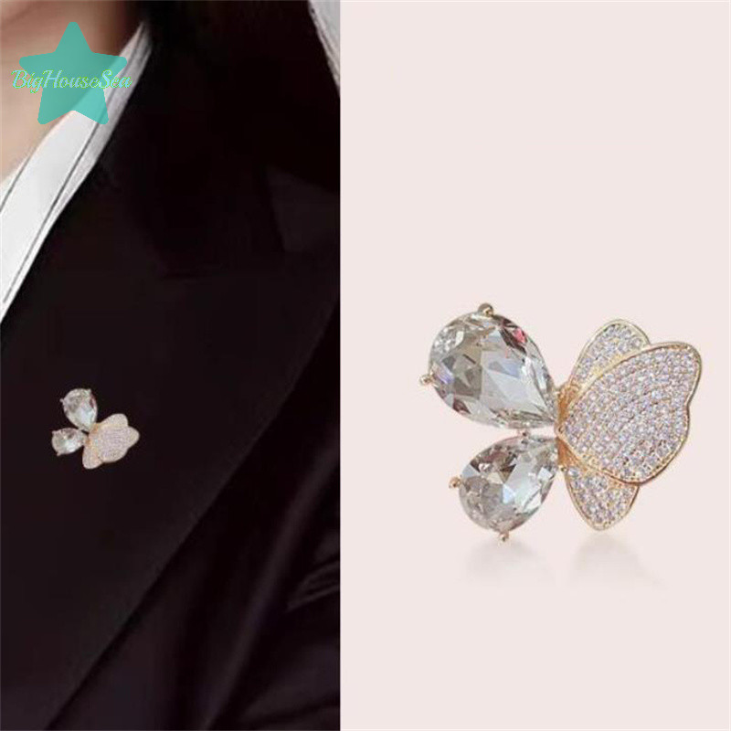 [BigHouseSea] แฟชั่นสัตว์ Rhinestone เข็มกลัดผีเสื้อสําหรับผู้หญิงเสื้อผ้า Coat Accessries ของขวัญใหม่