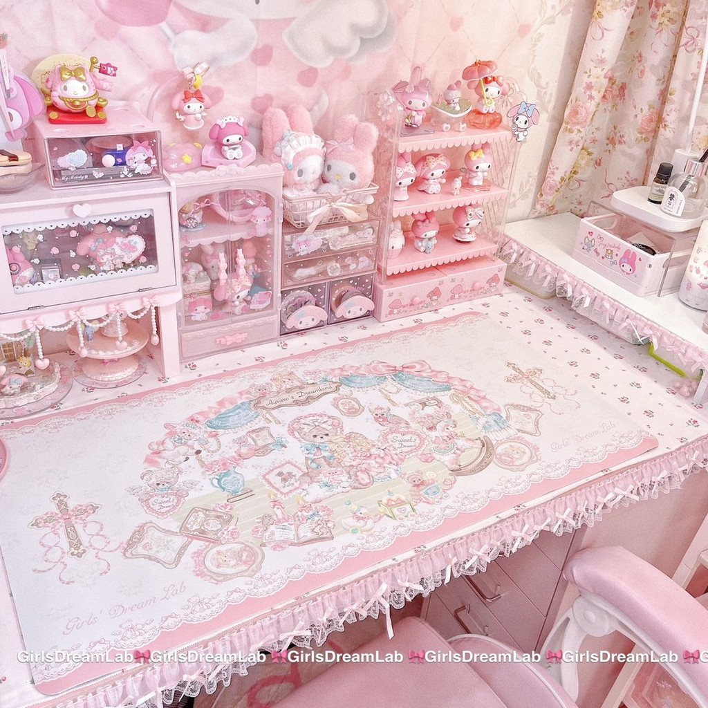 แผ่นรองเมาส์ Dreamland Desk Pad ins กันน้ําพิมพ์สีชมพู Antipallergy Girl Cute Series Placemat Learning