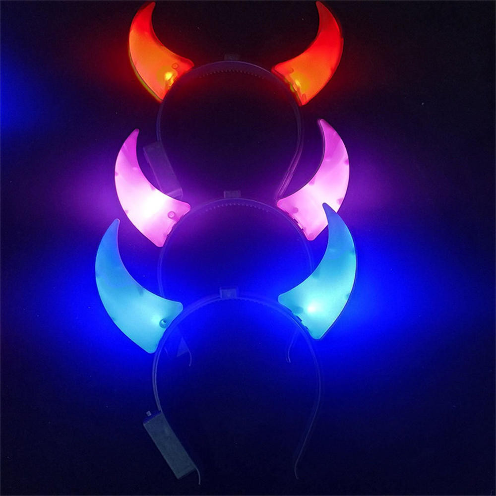 Led Devil Hornsแถบคาดศีรษะ,สีแดงDevil Horns Glitter Headwearเครื่องแต่งกายสําหรับผู้หญิงผู้ชายเด็กฮาโลวีนDemon Dress Up Party,คอสเพลย์แกล้งเล่นแฟนซีเครื่องแต่งกายอุปกรณ์เสริม