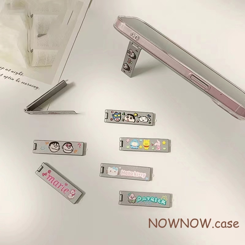 อิน ขาตั้งแบบพกพาเดสก์ท็อปโลหะบางพิเศษเหมาะสําหรับเคสโทรศัพท์ทุกรุ่นการ์ตูนน่ารักลูกสุนัขตัวน้อย วงเล็บสีเงิน