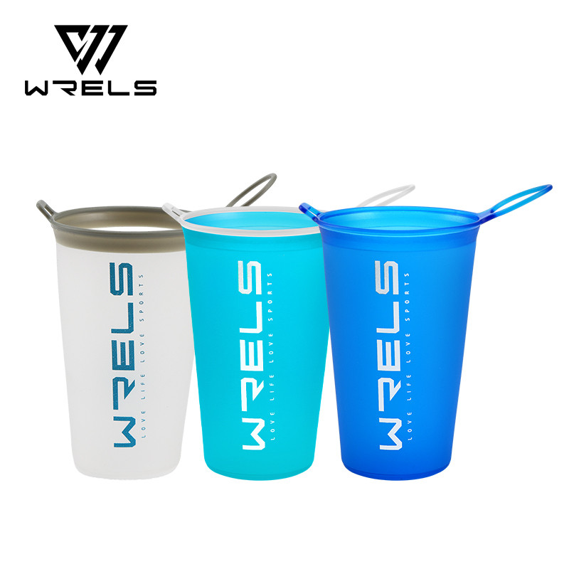 WRELS ถ้วยน้ำอ่อนสำหรับวิ่งแบบพับได้ขนาด 200 มล. วัสดุ TPU ปลอดสาร BPA