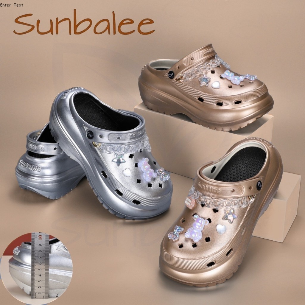 SUNBALEE 🌞 SUN8694 รองเท้าหัวโต แตะแบบสวม สีใหม่ สูง 8 CM แถมตัวติดรองเท้า มีสายรัดส้น วัสดุ EVA สินค้าพร้อมส่ง