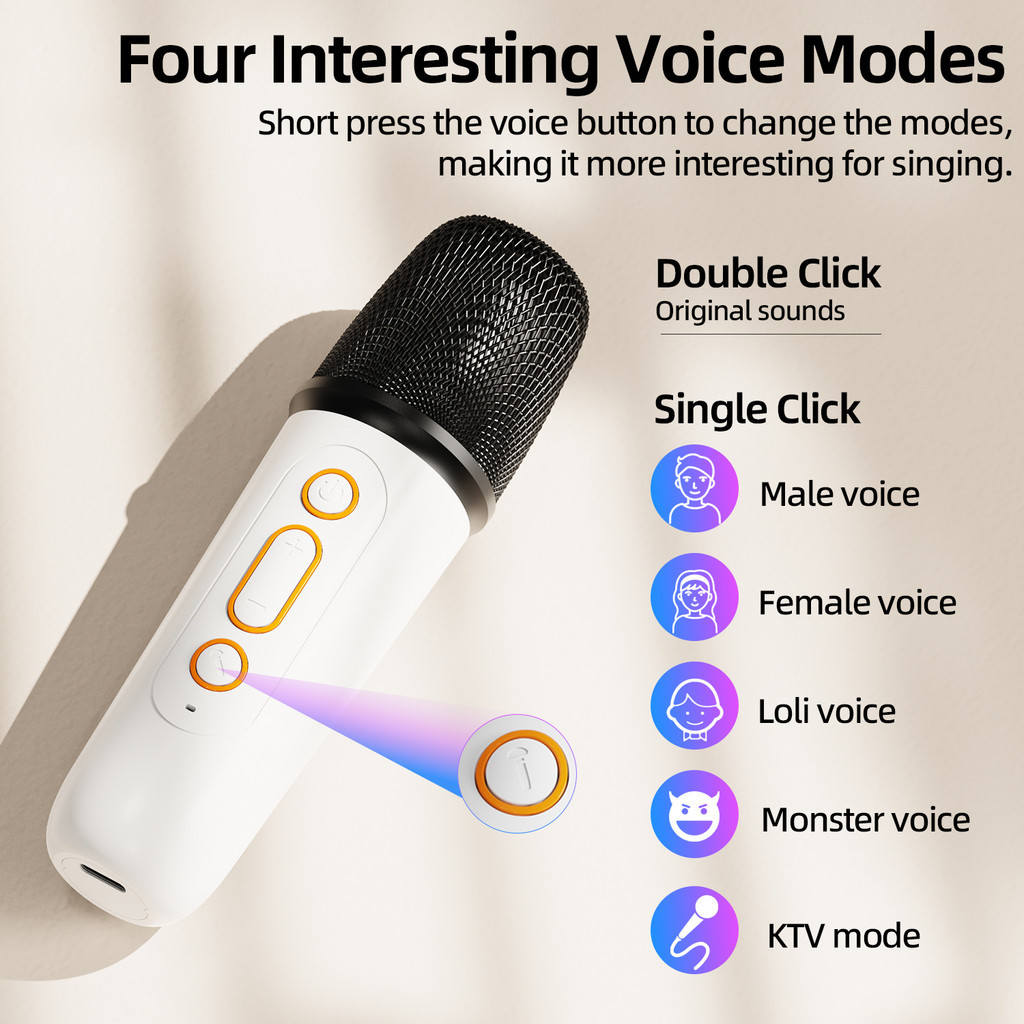 GOOJODOQ Multi functional Mini Karaoke Set with 4 connection modes and 6 voice modes support for TWS pairing