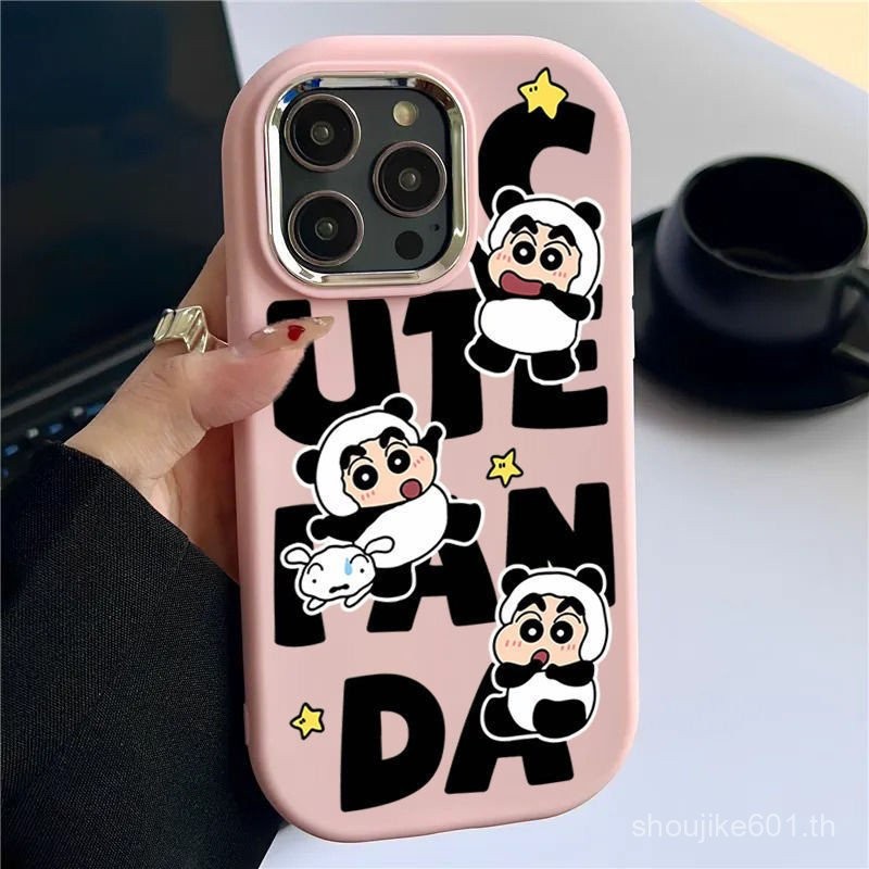 อังกฤษ Panda Xiaoxin Apple 16PM เคสมือถือ Apple 16/13 Fat Pun Apple X กรอบโลหะยางนุ่มอินเทรนด์ INS