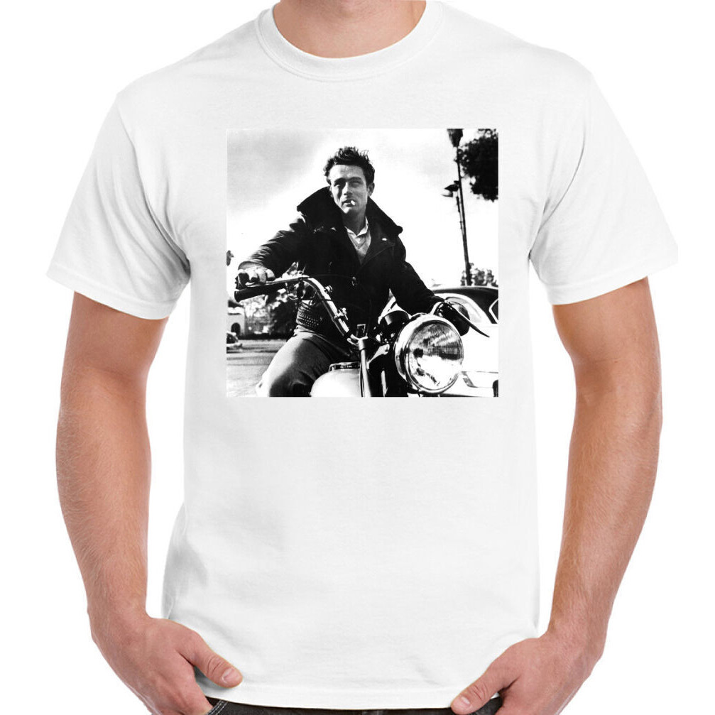 เสื้อยืด James Dean Mens Retro Motorcycle Bike Biker