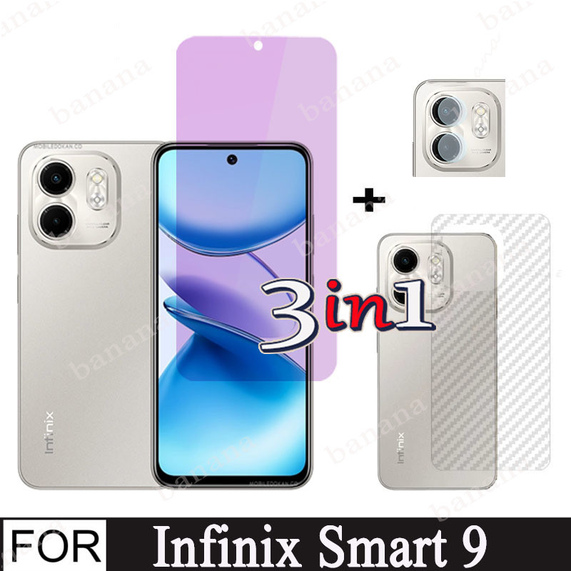3 In 1 Infinix Smart 9 เซรามิคฟิล์มนุ่มสําหรับ Infinix Smart 8 7 Hot 50i 40i Anti Blue Light Ray กระจกนิรภัยป้องกันหน้าจอ + เลนส์กล้องกระจก Protector
