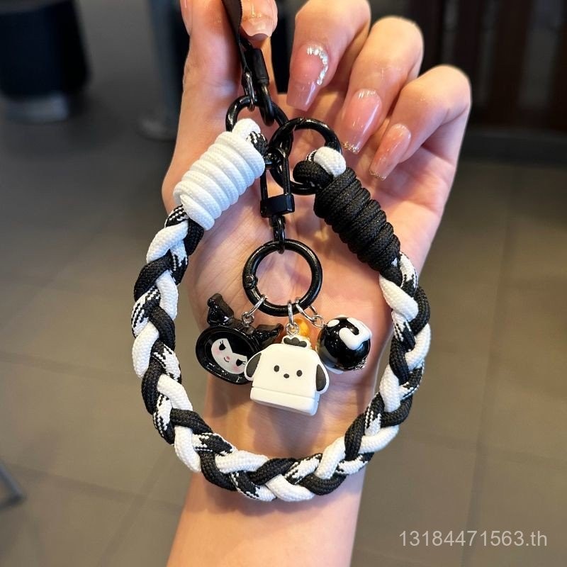 Yunduo Kulomi สายคล้องโทรศัพท์มือถือแบบพกพาสายคล้องข้อมือแบบถักสั้นจี้การ์ตูนพวงกุญแจกระเป๋าเครื่องประดับป้องกันการสูญหาย