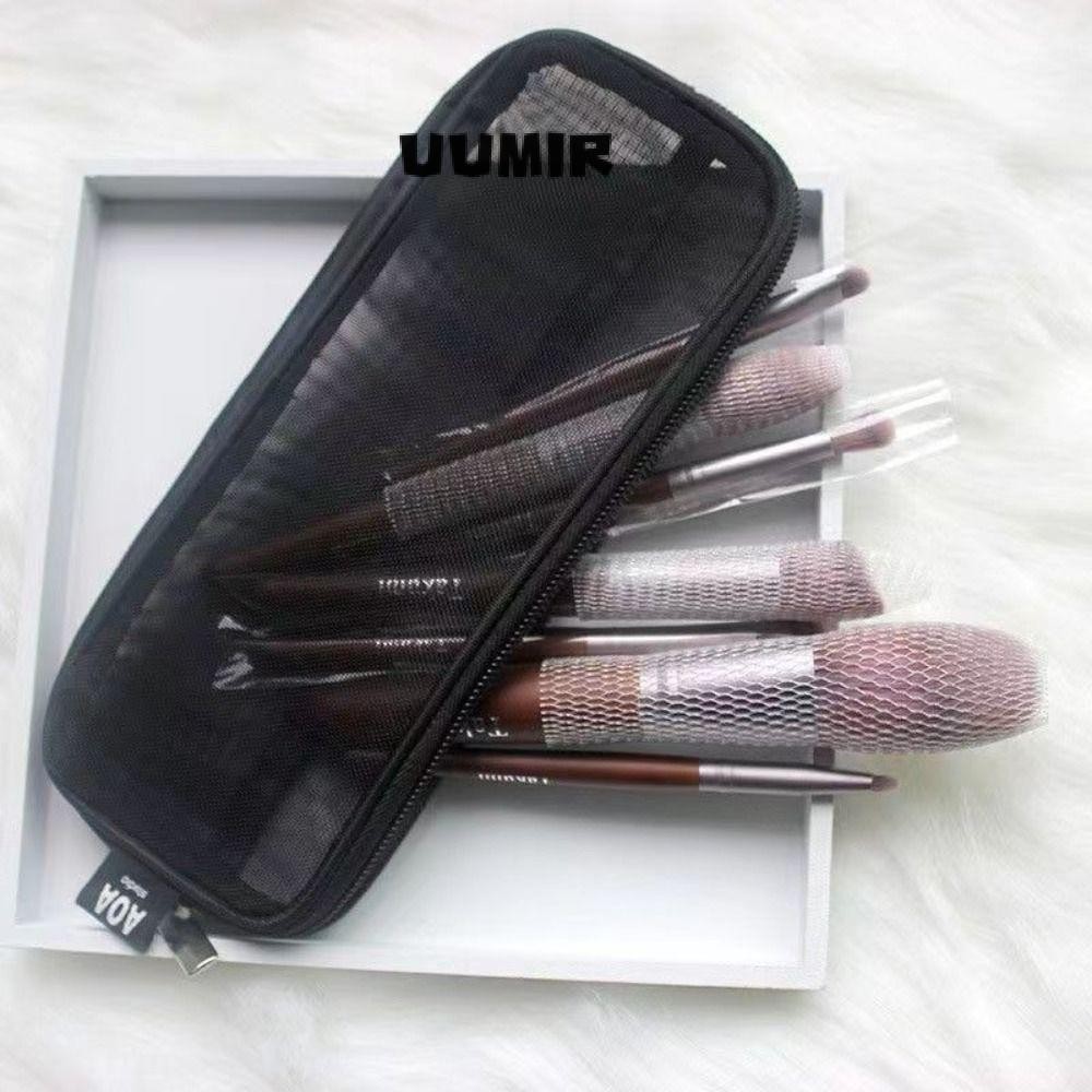Uumir กระเป๋าแปรงแต่งหน้า, Travel Organizer ผู้หญิงเครื่องมือความงามตาข่ายชุดกระเป๋า, อุปกรณ์จัดเก็บล้างพร้อมซิปตาข่ายถุงเก็บล้าง