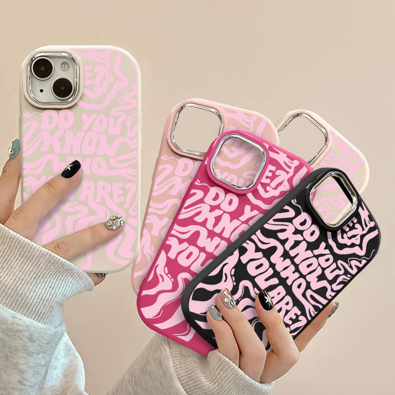 Creative สีชมพู Twistedภาษาอังกฤษเคสโทรศัพท์สําหรับIPhone16 12 13 14 15 Pro MAX Plus 11Pro 13Pro 7 8 Plus X XR XS MAX SE 2020 หรูหรานุ่มกันกระแทก
