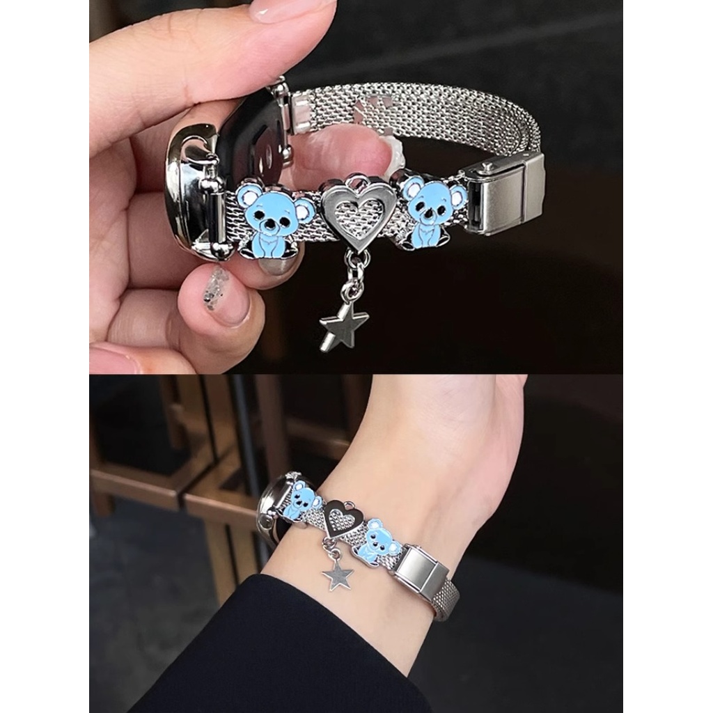 สายรัดบางสําหรับ เสี่ยวหมี่ ไมล์ วง9 8 7 6 5 4 3สแตนเลสสายนาฬิกาข้อมือเปลี่ยนผู้หญิงน่ารักโลหะ ไมล์band สร้อยข้อมือกีฬาห่วงสายรัดข้อมือ