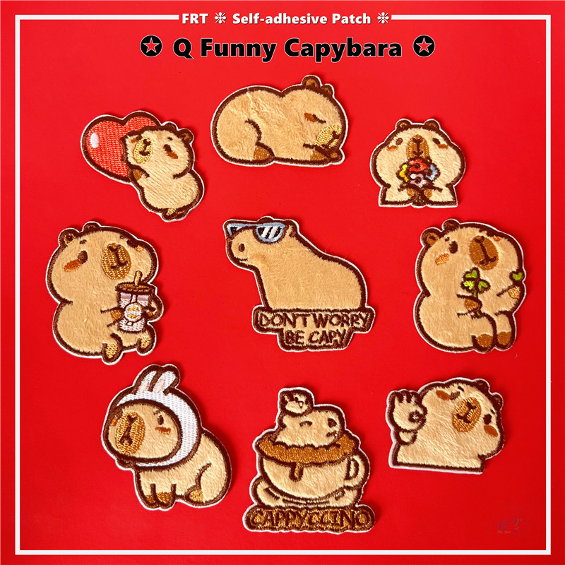 ☸ Q Funny Capybara Series 04 Plush Self-กาวสติกเกอร์ Patch ☸ 1 ชิ้น DIY เหล็กบนเย็บเสื้อผ้ากระเป๋าอุปกรณ์เสริมตกแต่งป้ายแพทช์