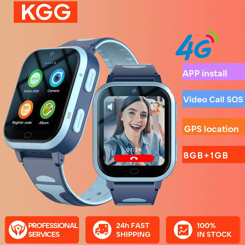 KGG 4G Kids Smart Watch ROM 8GB Video Call Phone Watch Call Back Monitor Alarm Clock Phone Android W