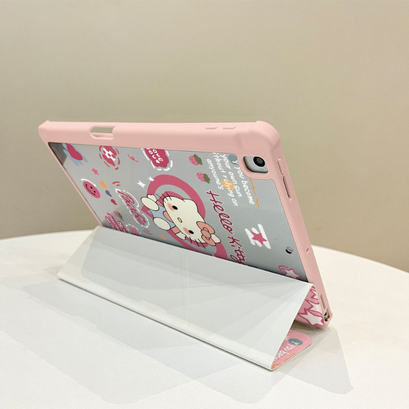 อะคริลิคipadกรณีy + Tripleพับช่องเสียบปากกาสําหรับiPad Gen7 Gen6 Gen5 10.2 นิ้วAir6 Air5 Air4 สีชมพูLoveน่ารักHellokitty Pro11 2022 2024 Gen10 Gen9 Gen8 Anti Drop iPad Cover ราคา ถูกที่สุด ดีลบีเคเค แกลเลอรีภาพที่ 9