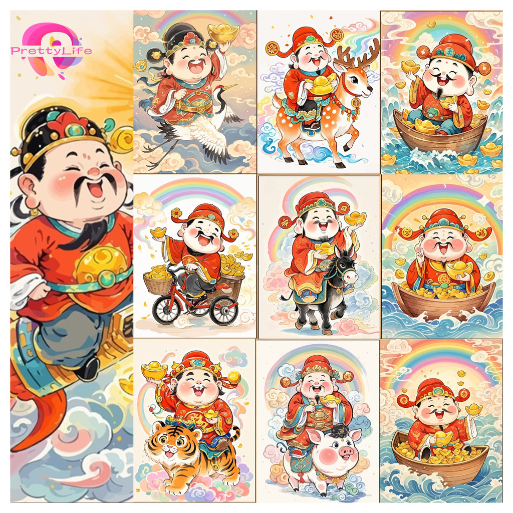 Pl เทพเจ้าแห่งความมั่งคั่ง โชคดี 5D DIY เพชรทาสีคริสตัลรอบเพชรฝังชุดเพชรน้ําเพชรภาพวาดตกแต่งบ้าน 30x40 ซม.