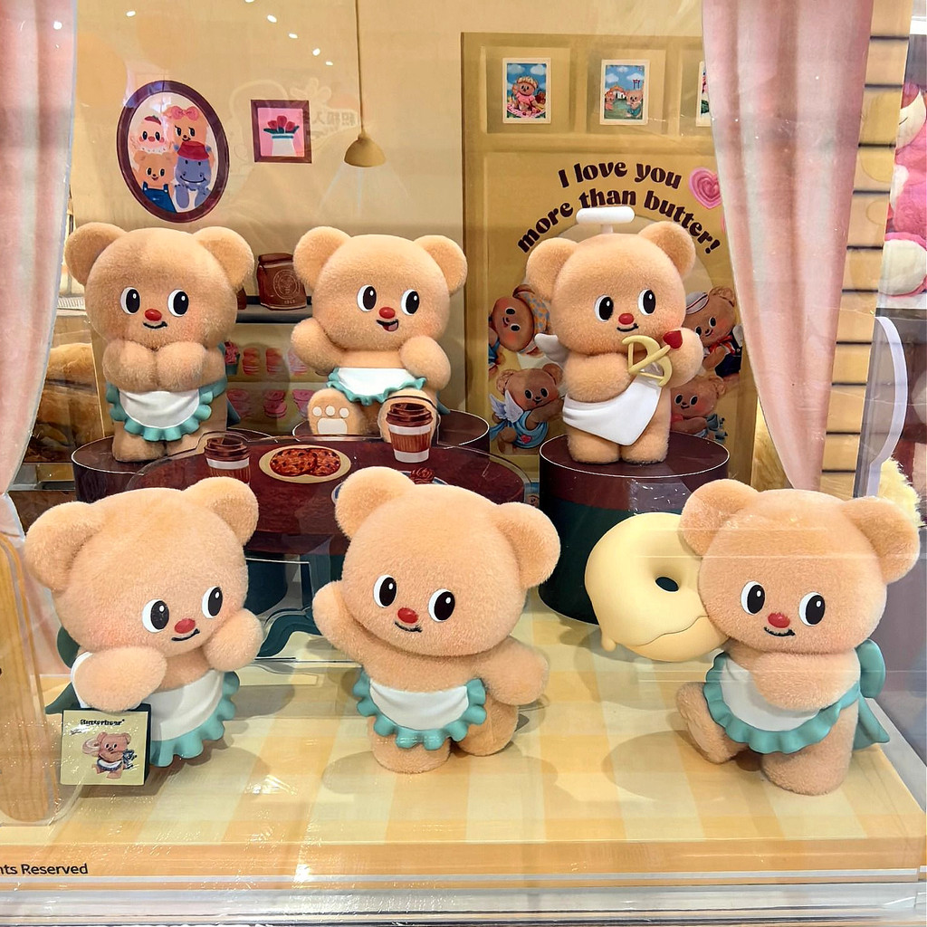 Playism butter bear butter bear butter bear วันธุรกิจรูปน่ารัก Flocking อินเทรนด์เล่นตุ๊กตาของขวัญ