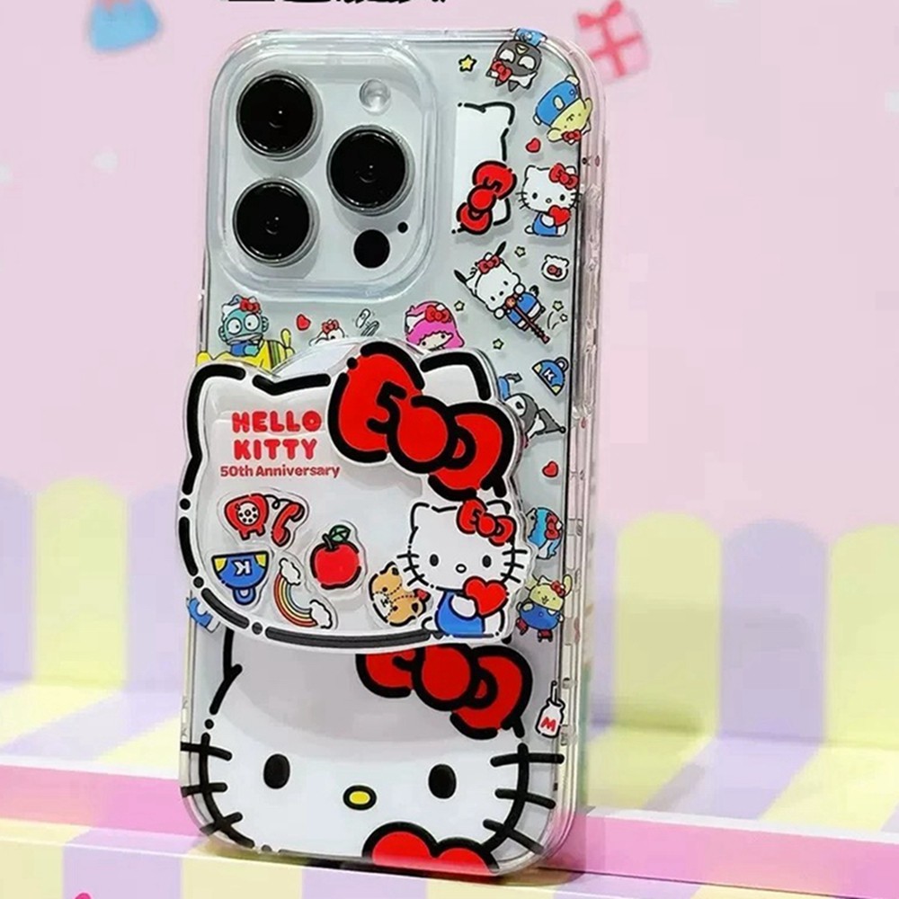 การ์ตูน Kitty ขาตั้งแม่เหล็กเคสโทรศัพท์สําหรับ Iphone 13 16 11 15 12 14 Pro Max 7 8 6 6S Plus X XR XS Max Case Protector ชาร์จไร้สายแมวน่ารัก Soft Clear Holder ฝาหลัง