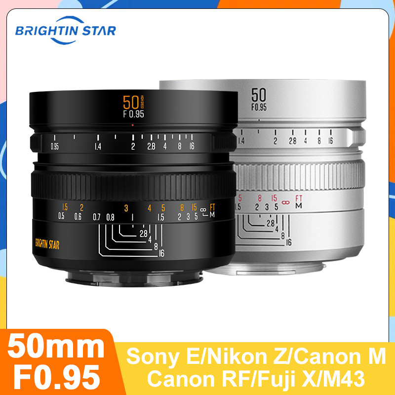 Brightin Star 50mm F0.95 APS-C โฟกัสคงที่รูรับแสงขนาดใหญ่เลนส์ภาพสําหรับ Sony E ZVE10 NEX-3 FS7 Niko