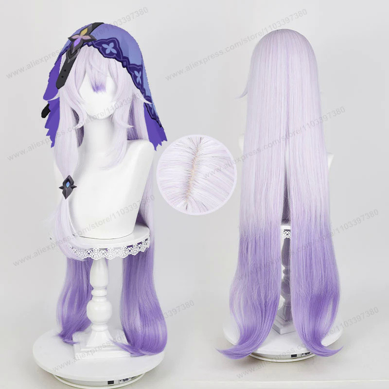🎀 ผมอะนิเมะOCS Honkai:Star Rail Black Swan Cosplay Wig 100cm Long Straight Light Purple Gradient Hai