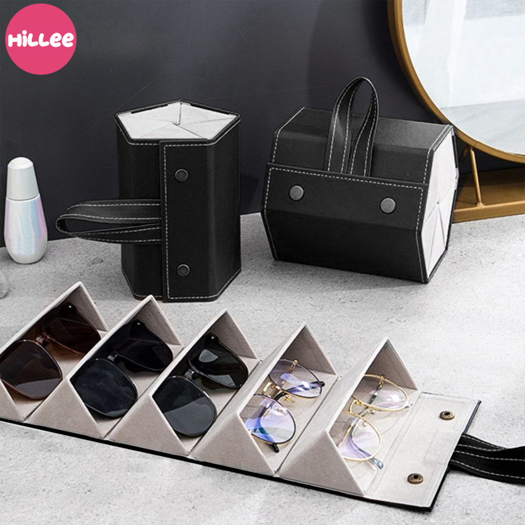 กล่องเก็บแว่นตา กระเป๋าแว่นตาแบบตะขอ ซองแว่นตาหนังแม่เหล็ก กล่อง พับเก็บได้ ที่เก็บแว่นตา อเนกประสงค์ แบบพกพา