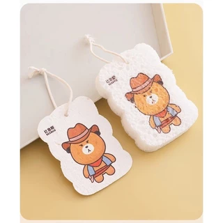 ฟองน้ำเยื่อไม้ ฟองน้ำเยื่อไม้ไผ่ ลายการ์ตูนของแท้ ฟองน้ําล้างจาน ฟองน้ำบีบอัด แปรงฟองน้ํอเนกประสงค์ ขจัดคราบG2784
