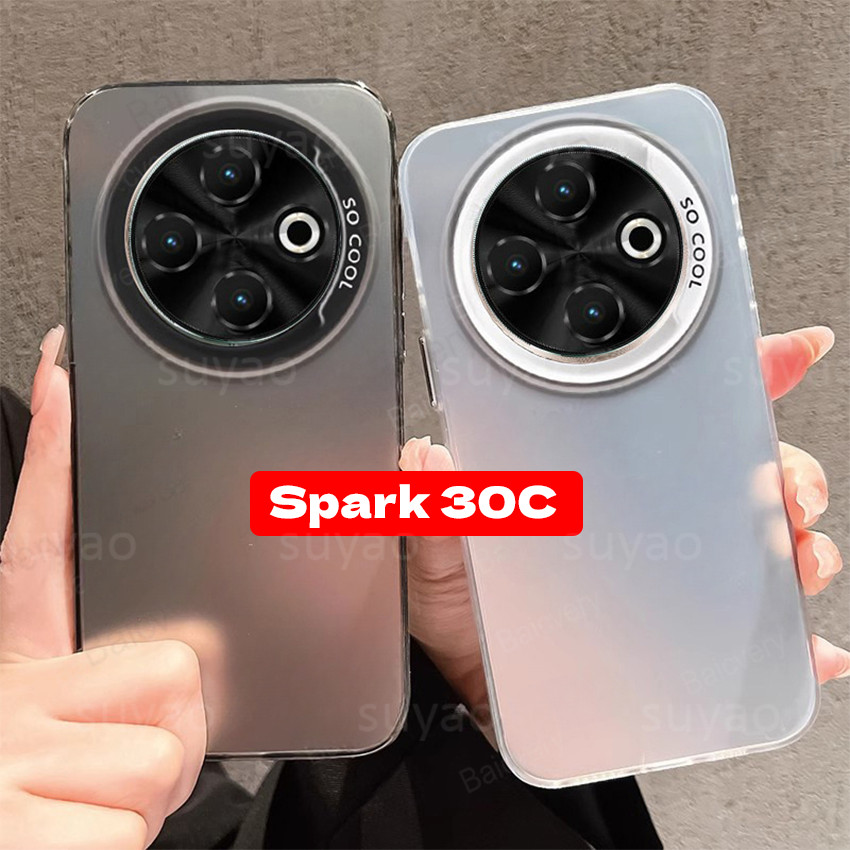 สําหรับ Tecno Spark 30C 30 C 20C 20 Pro Pro + เคสโทรศัพท์สีทึบ IMD หรูหราสีธรรมดาสีเงิน Spark30C Spark20C กล้องป้องกันกรณีกันกระแทก Hard Case ปกอ่อน