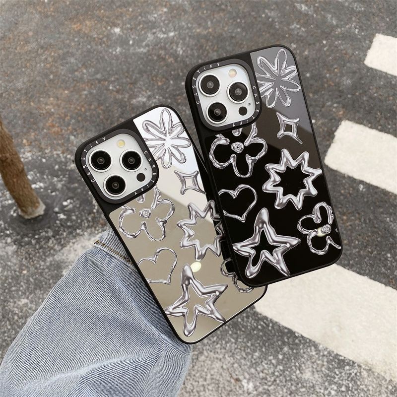 + ปลอก iphone 11/12/13/14/15/16 Pro max แฟชั่นรูปแบบกลีบกระจก Casetify เคสสําหรับ iPhone 11,12,13,14