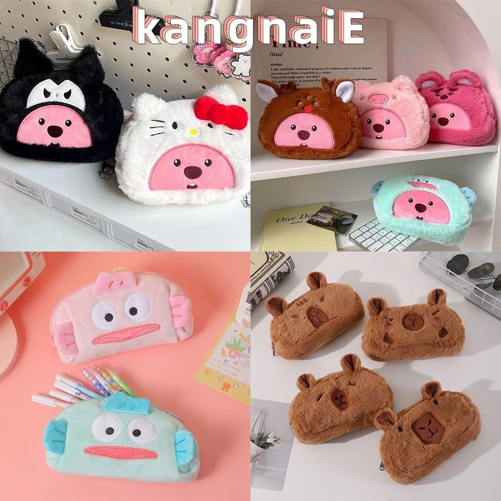 กระเป๋าใส่ปากกา KANGNAI ดินสอ Kuromi/Capybara ความจุขนาดใหญ่ กระเป๋าเครื่องเขียนตุ๊กตามัลติฟังก์ชั่นสํานักงานโรงเรียน
